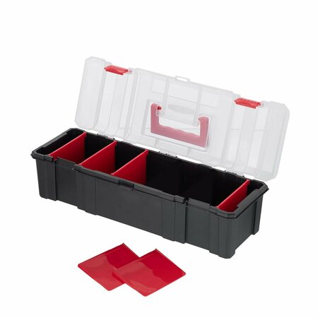 Intertool Portable Compartment Box, 6 Deep Dividers, 18.1 in. x 6.5 in. x 4.8 in., Plastic BX08-4043